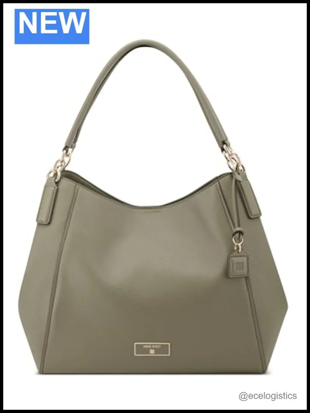Nine West Deacon Triple Compartment Shoulder Bag Satchel Polyurethane Chain